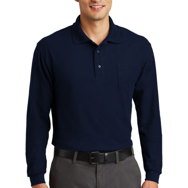 Long Sleeve Silk Touch™ Polo with Pocket Thumbnail